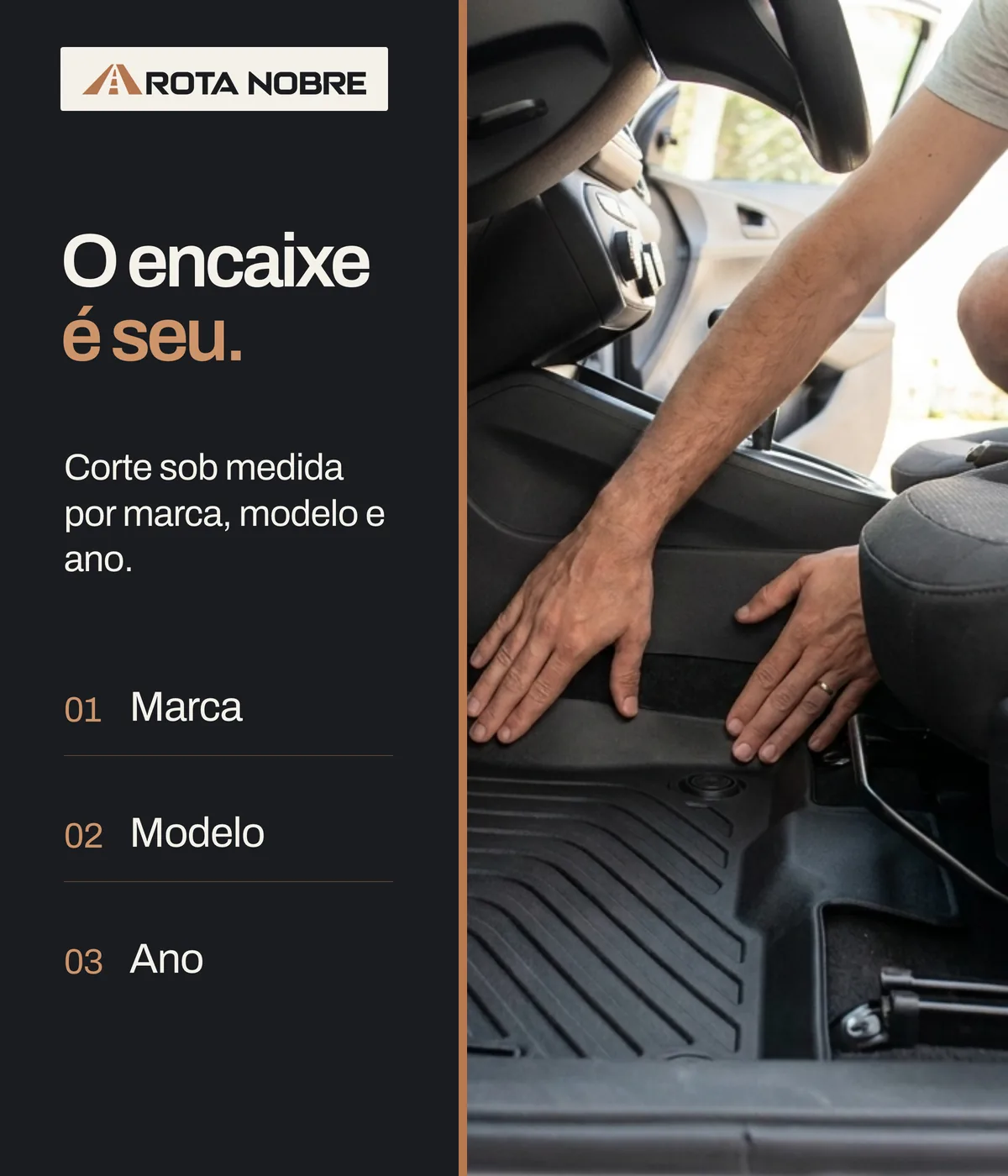 Instalação de tapete sob medida para marca, modelo e ano