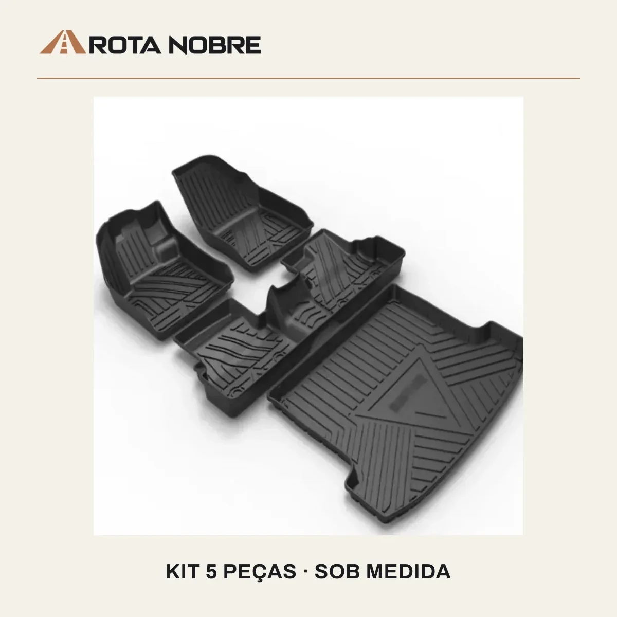 WM Tapetes Bandeja 3D Premium — kit de 5 peças incluso porta-malas